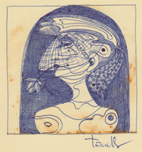 Mario Tornello “Figura muliebre”, disegno, penna biro
