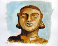 Testa di una statuina etrusca. Disegno di Giuliano Gentile