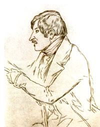 Nikolaj Vassilievich Gogol. Disegno di E. Dmitriev-Mamonov, 1839
